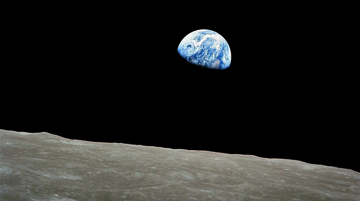 View of earth from the moon