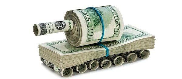 tank made of dollars