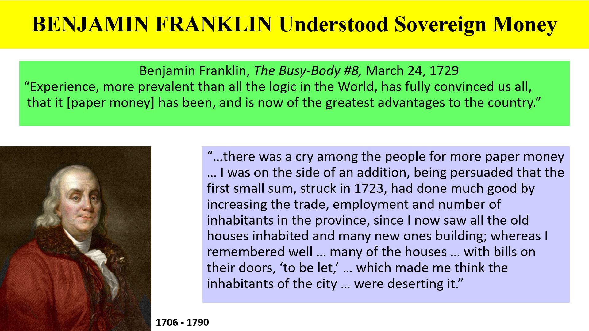Part 4: Benjamin Franklin understood sovereign money
