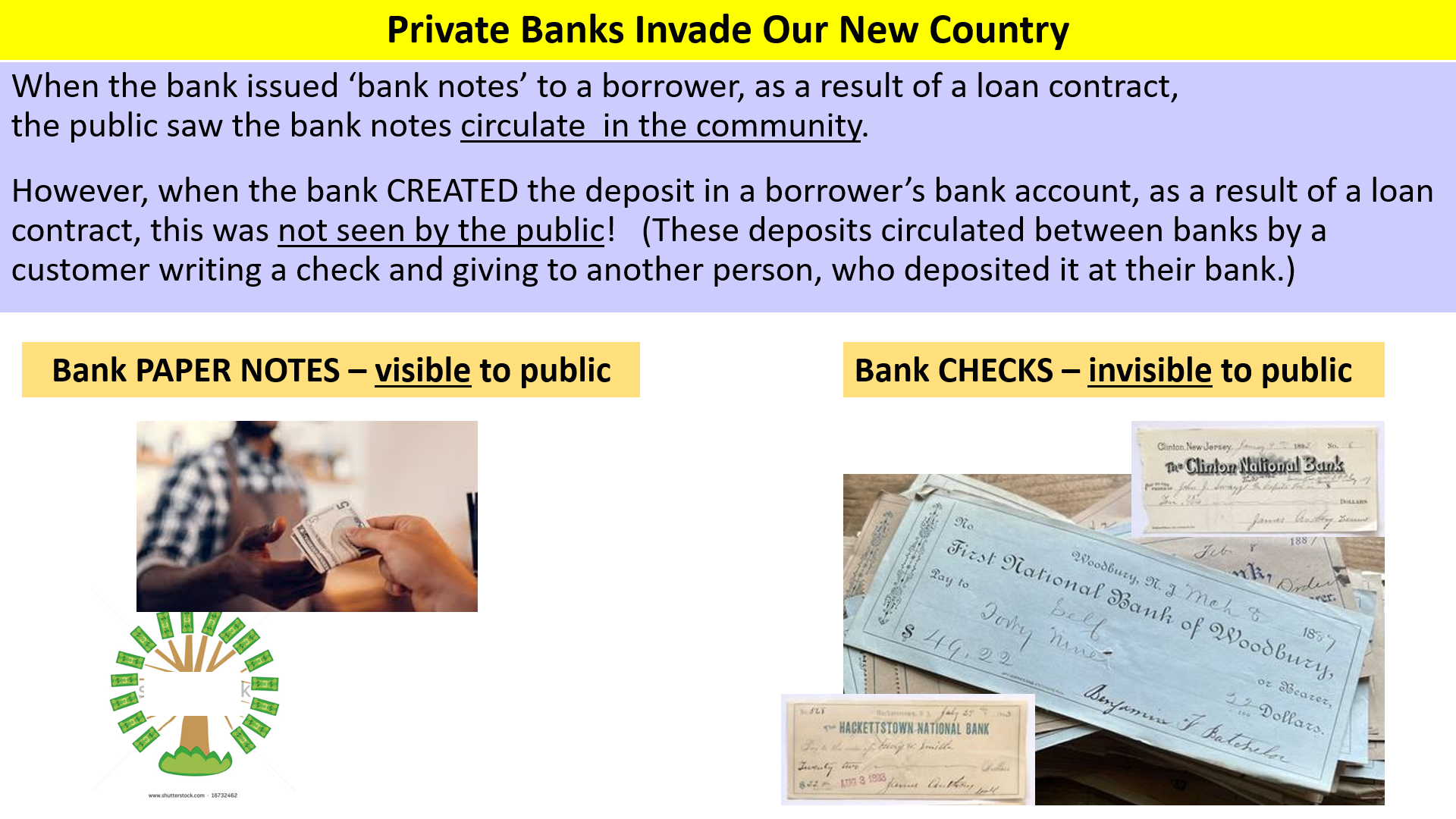 bank money-creation was hidden by use of checks