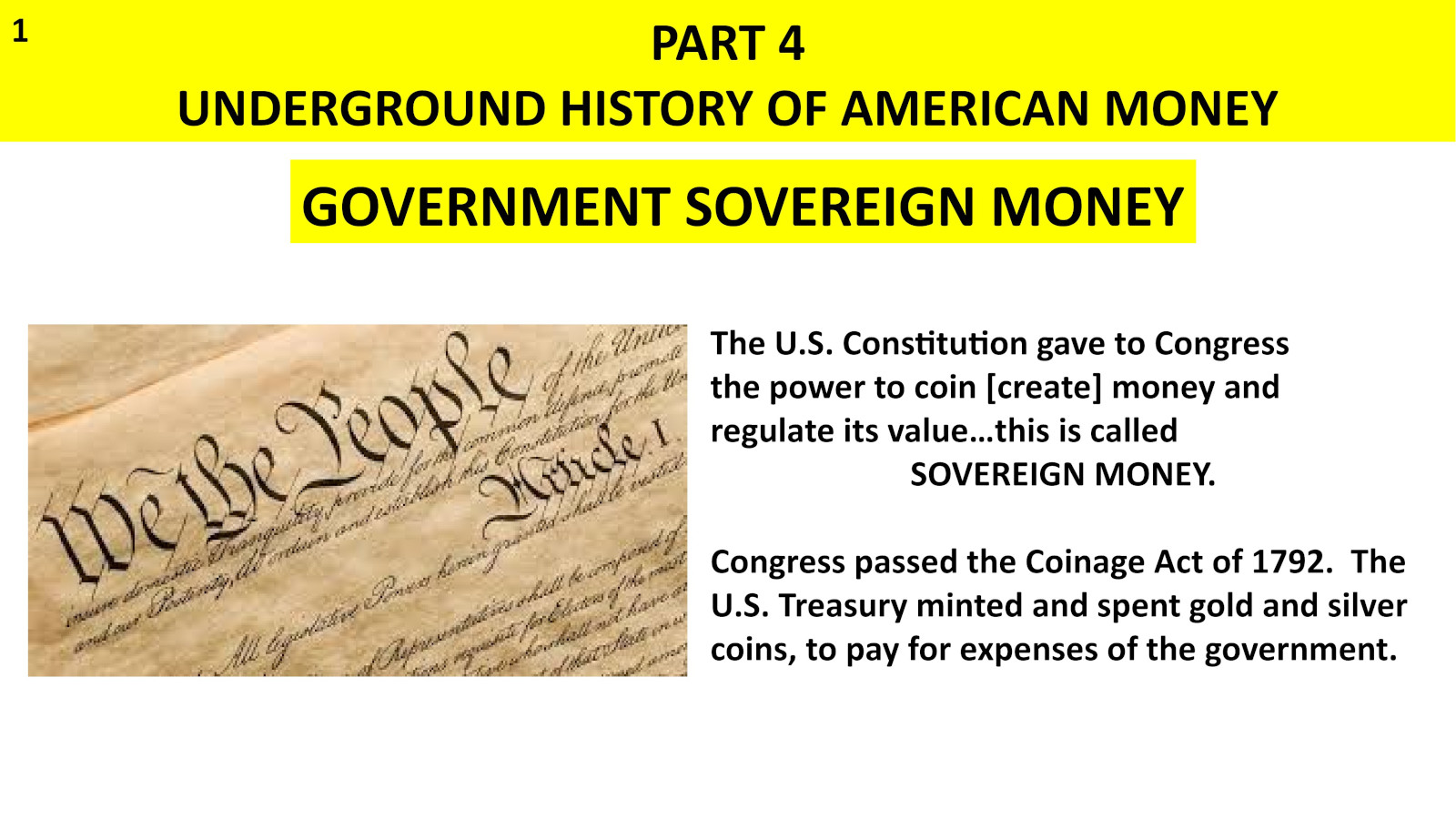 U.S. sovereign money; Coinage Act of 1792
