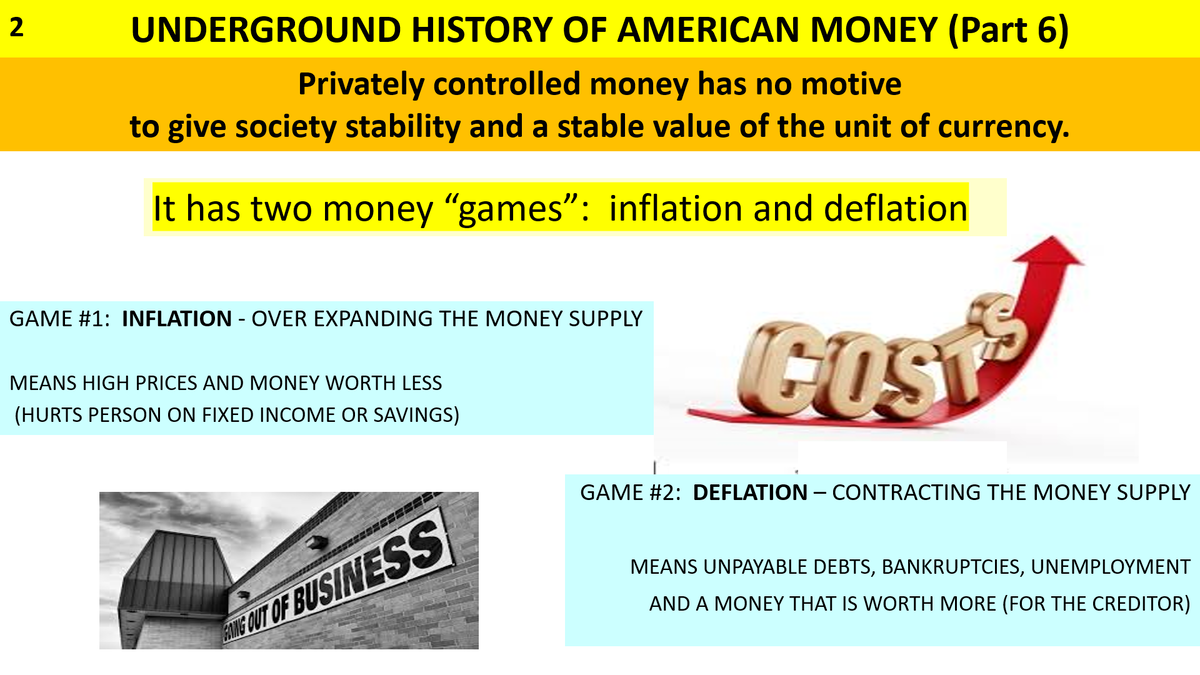 Part 6 image 2; Private money has two games - inflation and deflation