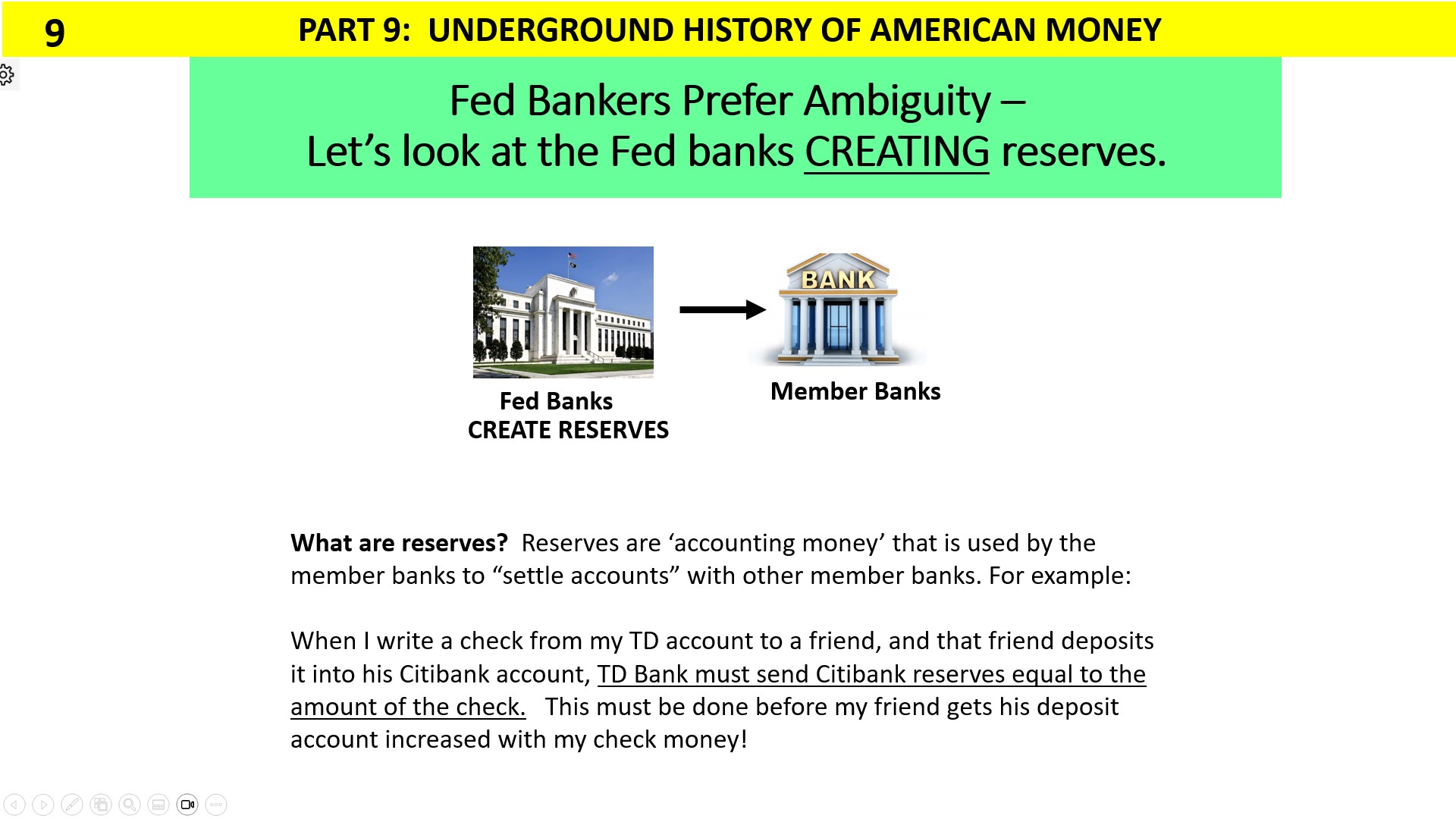 Federal Reserve Regional Banks create reserves and memeber banks create money by creating deposits,