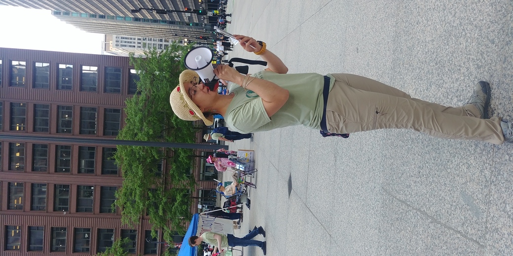 Woman with megaphone