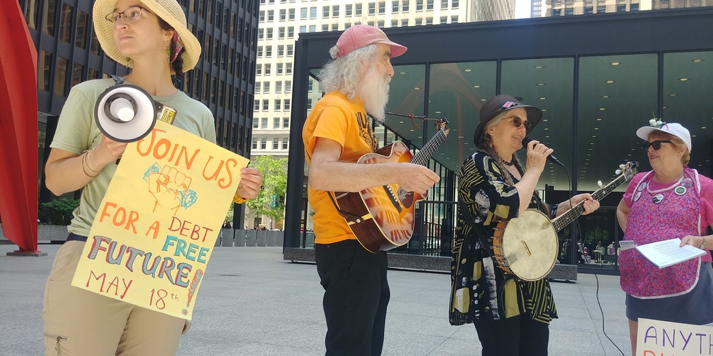 Musicians playing at the rally