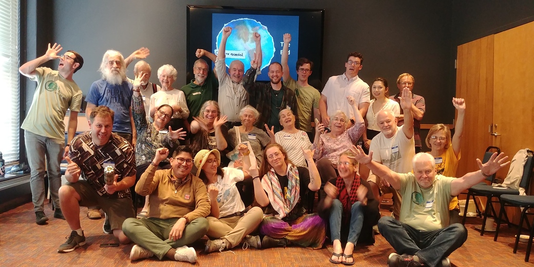 Group photo of people at the rally